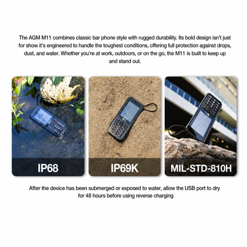 Pre-Order | AGM M11 | 4G Hotspot Phone｜Portable WiFi Hotspot｜4000mAh Battery｜IP68/IP69K Waterproof｜Wired Reverse Charging｜FM Radio｜3.5mm Jack - Image 12