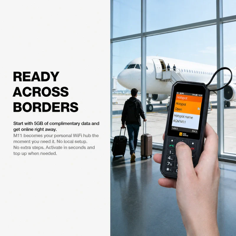 Pre-Order | AGM M11 | 4G Hotspot Phone｜Portable WiFi Hotspot｜4000mAh Battery｜IP68/IP69K Waterproof｜Wired Reverse Charging｜FM Radio｜3.5mm Jack - Image 4