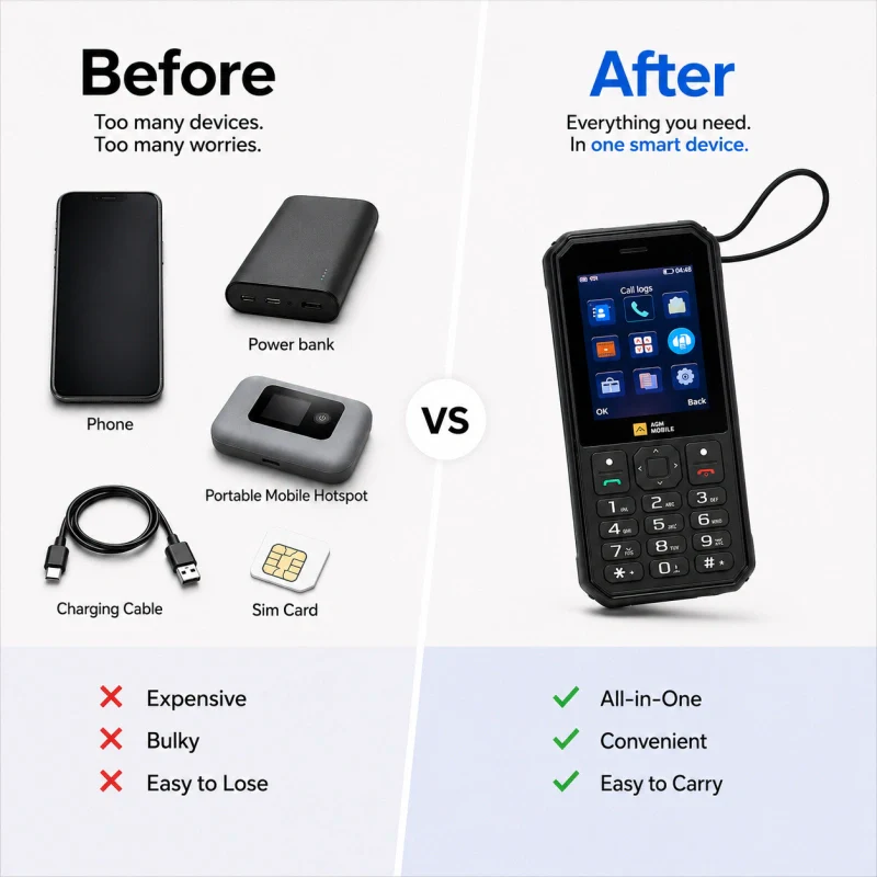 Pre-Order | AGM M11 | 4G Hotspot Phone｜Portable WiFi Hotspot｜4000mAh Battery｜IP68/IP69K Waterproof｜Wired Reverse Charging｜FM Radio｜3.5mm Jack - Image 6