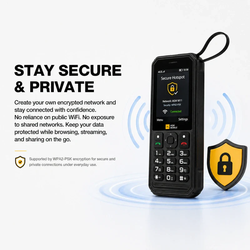 Pre-Order | AGM M11 | 4G Hotspot Phone｜Portable WiFi Hotspot｜4000mAh Battery｜IP68/IP69K Waterproof｜Wired Reverse Charging｜FM Radio｜3.5mm Jack - Image 9