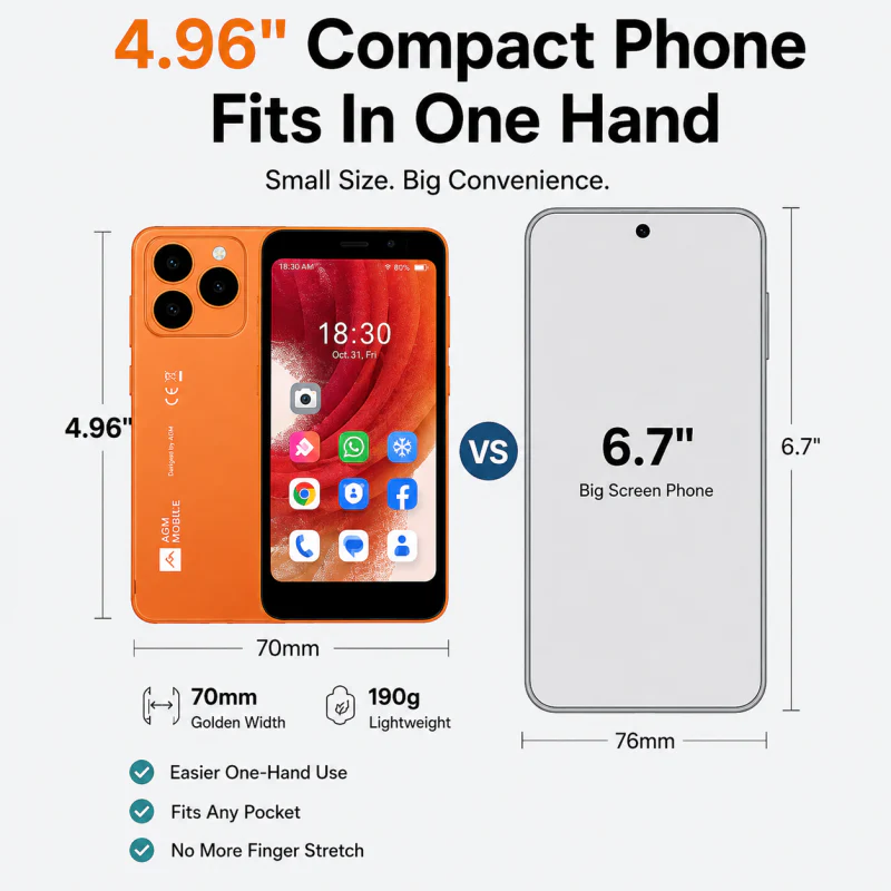 Pre-Order |  AGM NOTE N2 | Compact Android Smartphone | Removable Battery | Android 16 Go | Pocket-Friendly Design | IP54 Splash Protection - Image 6