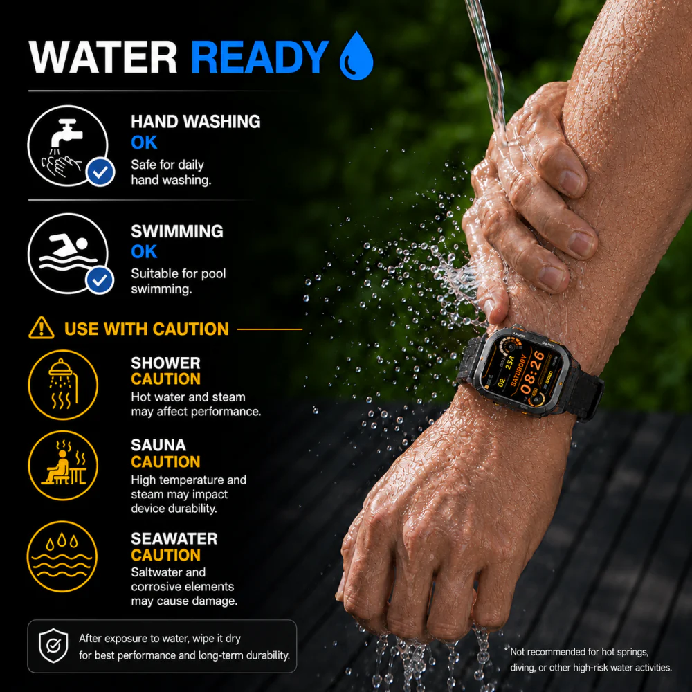 AGM Legion 3 | Smart Watch | AMOLED Display | 500mAh Battery| Bluetooth Call | Heart Rate Monitor | 5ATM Waterproof | LED Flashlight | Square Rugged Sport Watch - Image 7