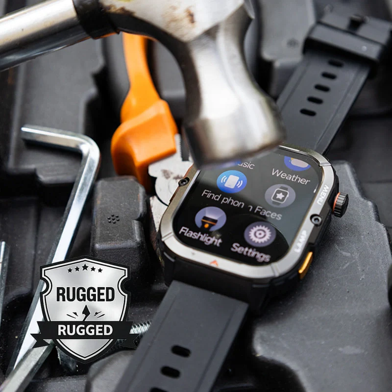 AGM Legion 3 | Smart Watch | AMOLED Display | 500mAh Battery| Bluetooth Call | Heart Rate Monitor | 5ATM Waterproof | LED Flashlight | Square Rugged Sport Watch - Image 8