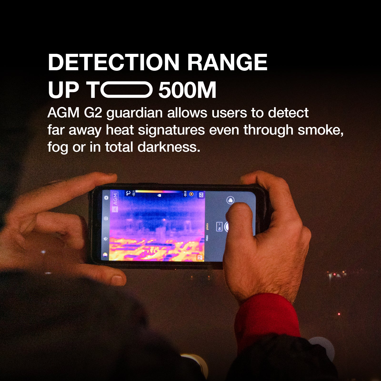 AGM G2 Guardian | Built-in Thermal Monocular Long Detection Range: 500m/yd and 10 mm Thermal Lens | 5G Unlocked Rugged Smartphone | Android 12 - Image 5